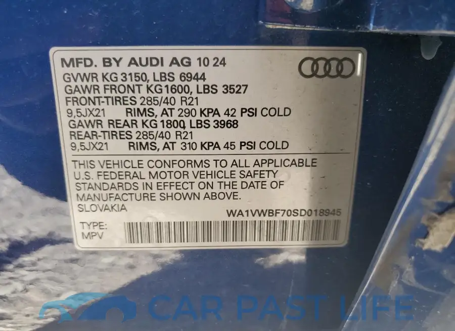 WA1VWBF70SD018945# 13