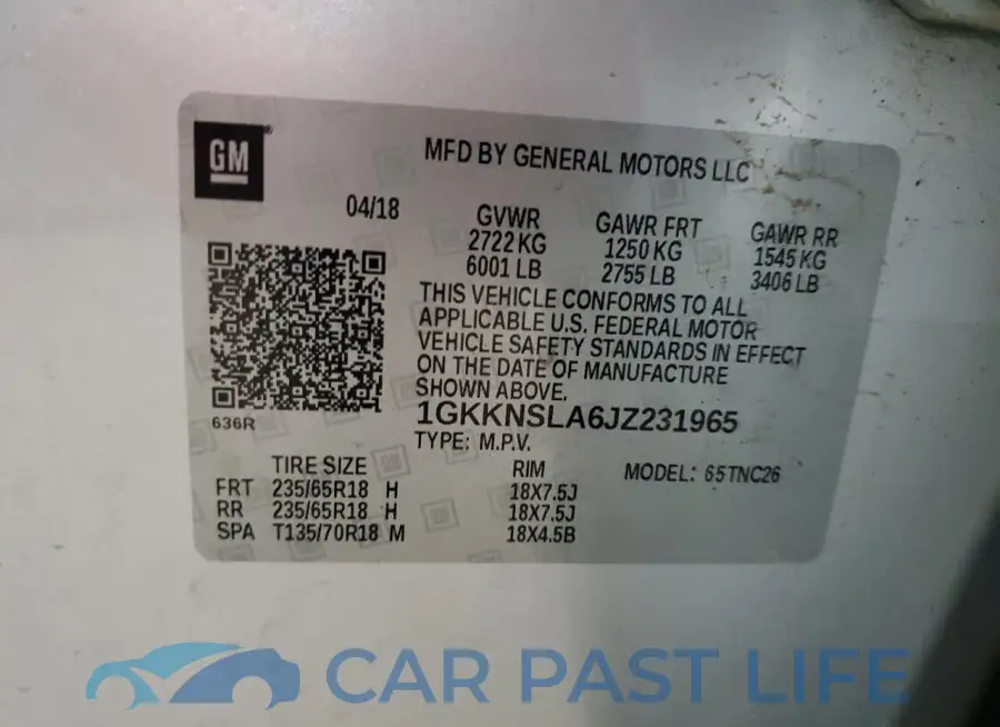1GKKNSLA6JZ231965# 13