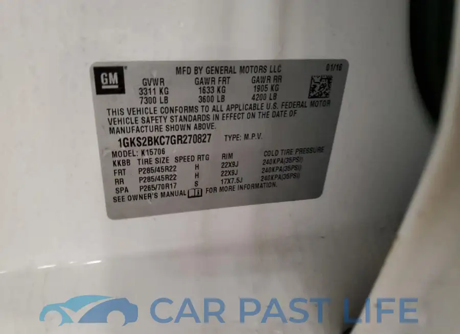 1GKS2BKC7GR270827# 13