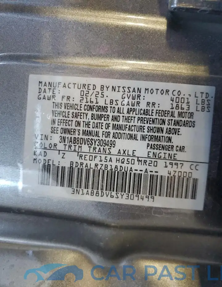 3N1AB8DV6SY309499# 12