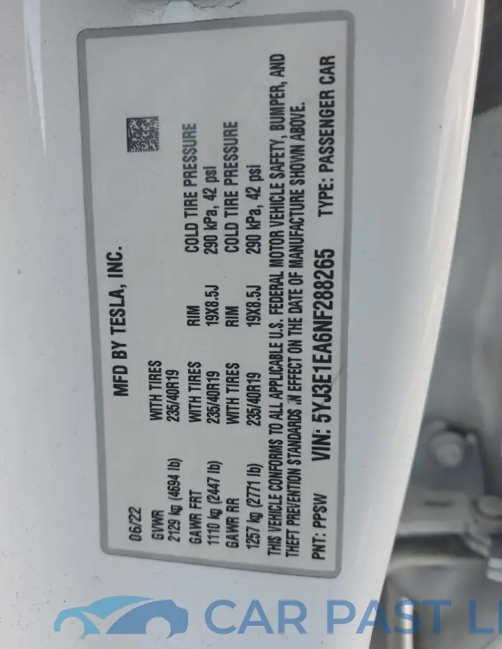 5YJ3E1EA6NF288265# 12
