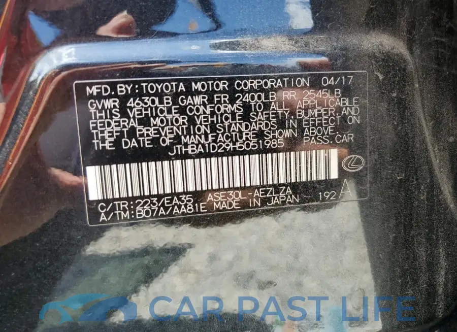 JTHBA1D29H5051985# 13
