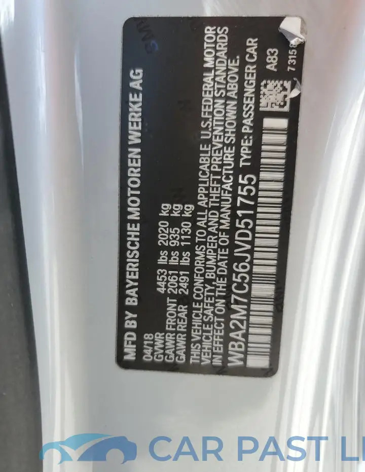WBA2M7C56JVD51755# 12