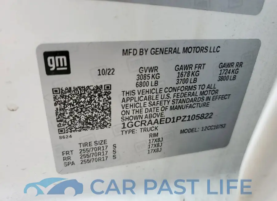 1GCRAAED1PZ105822# 12