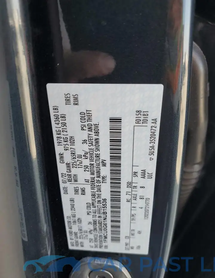 1FMCU0G61NUB15536# 13