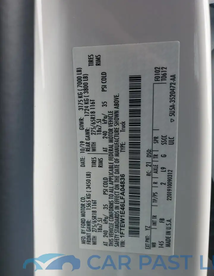 1FTEW1E46LFA04836# 12