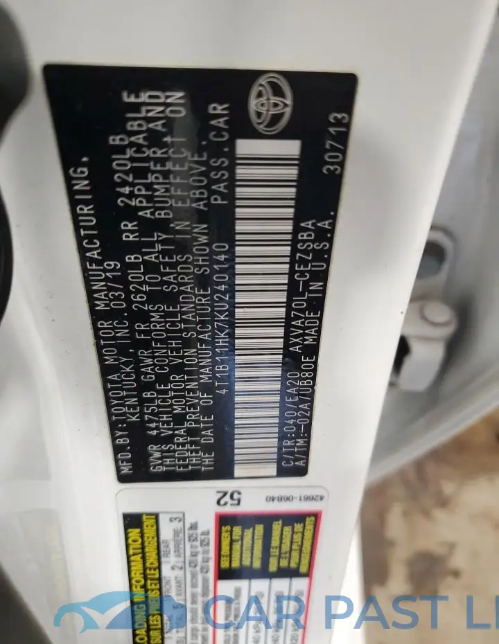 4T1B11HK7KU240140# 13