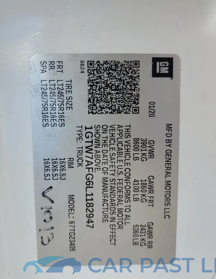 1GTW7AFG6L1182947# 13