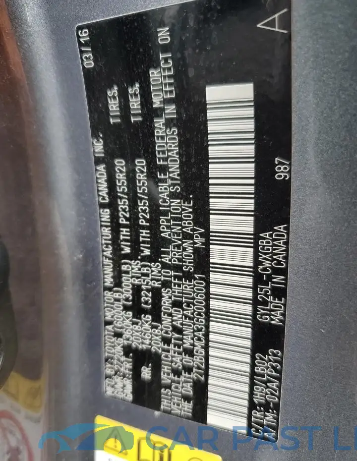 2T2BGMCA3GC006001# 13