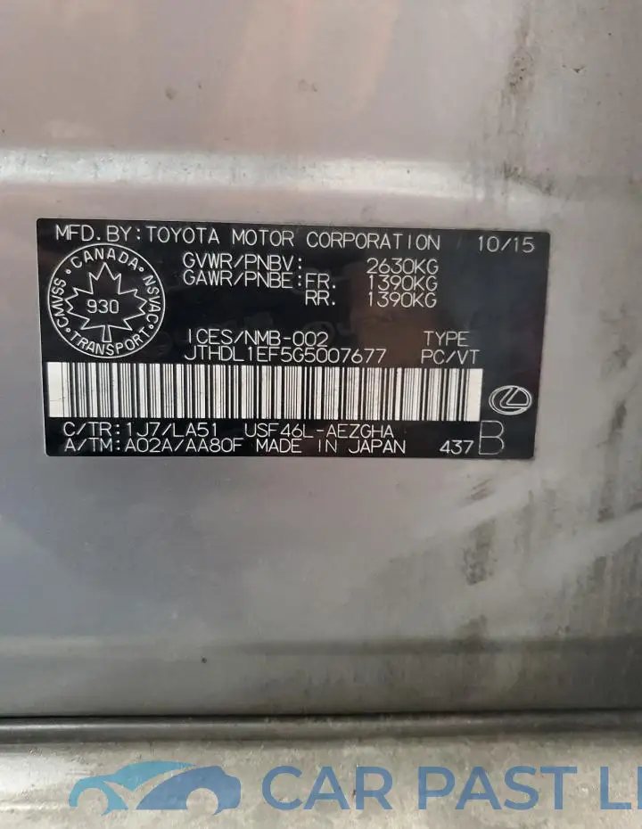 JTHDL1EF5G5007677# 13