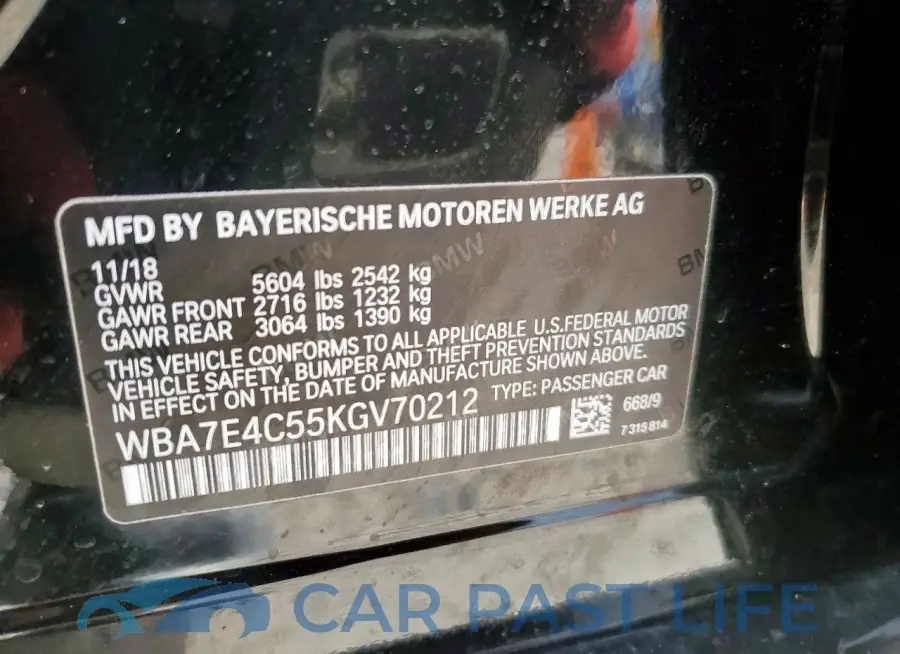 WBA7E4C55KGV70212# 12