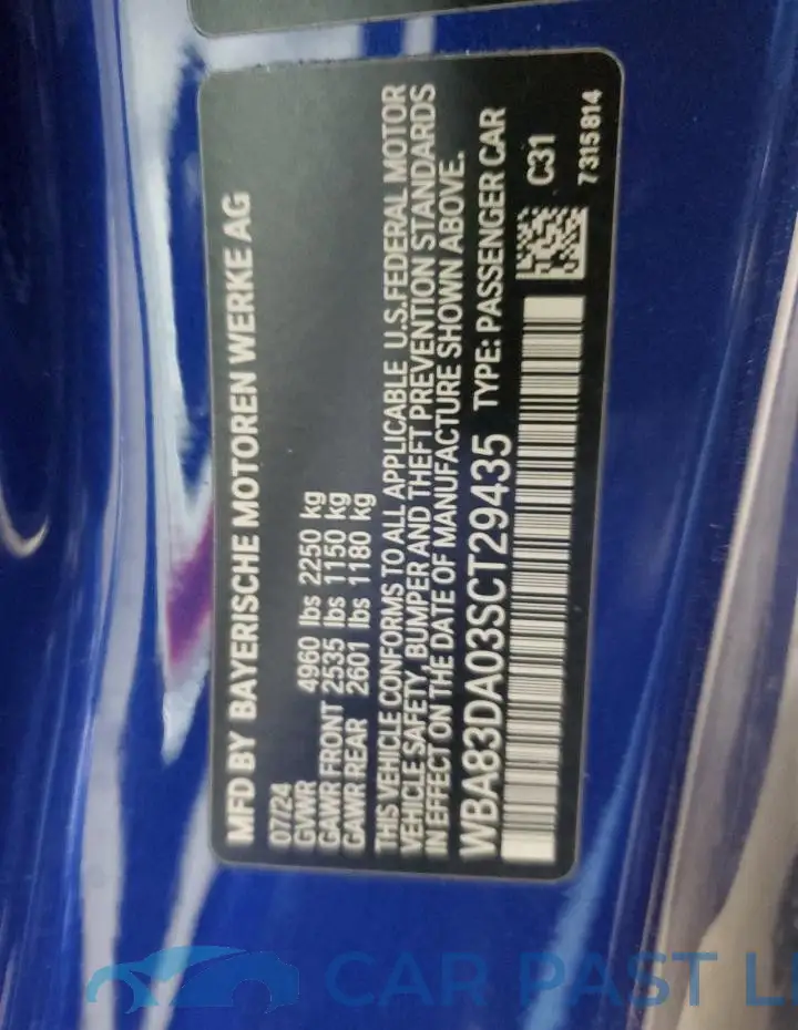 WBA83DA03SCT29435# 12