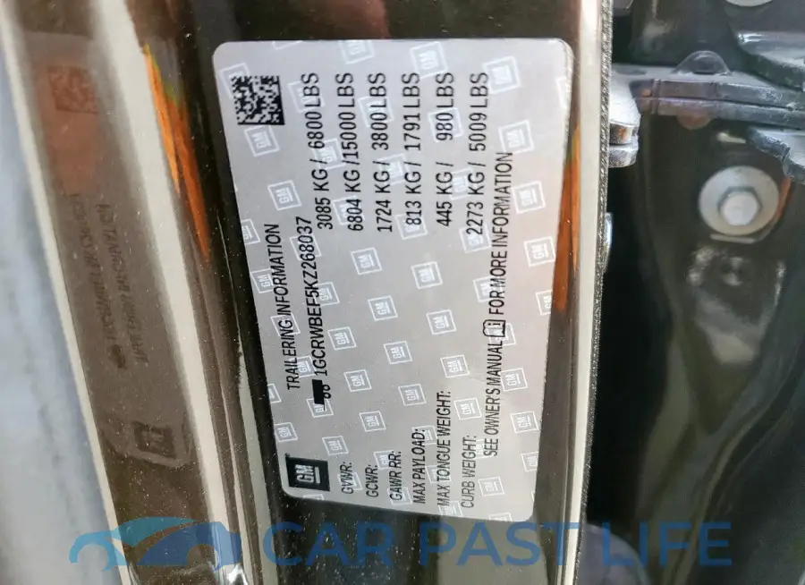 1GCRWBEF5KZ268037# 12
