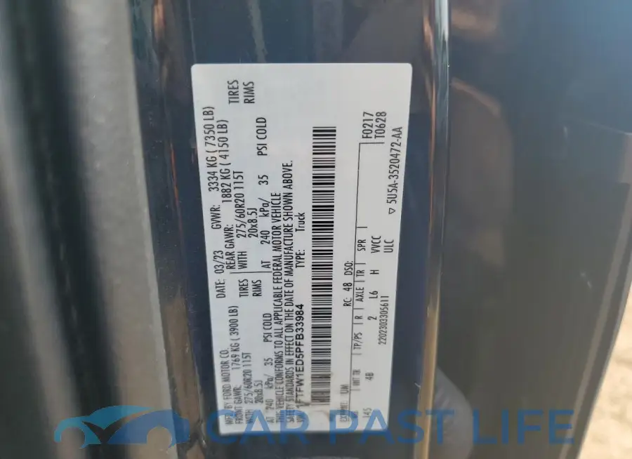 1FTFW1ED5PFB33984# 12