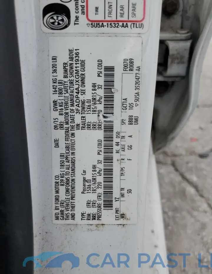 3FADP4AJXGM119361# 12