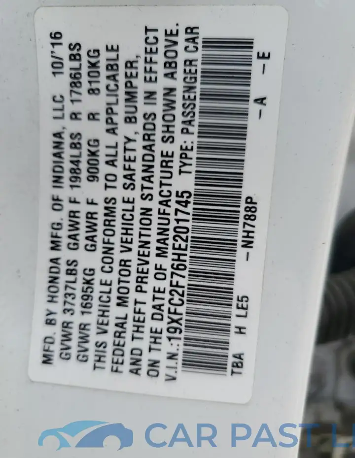 19XFC2F76HE201745# 13