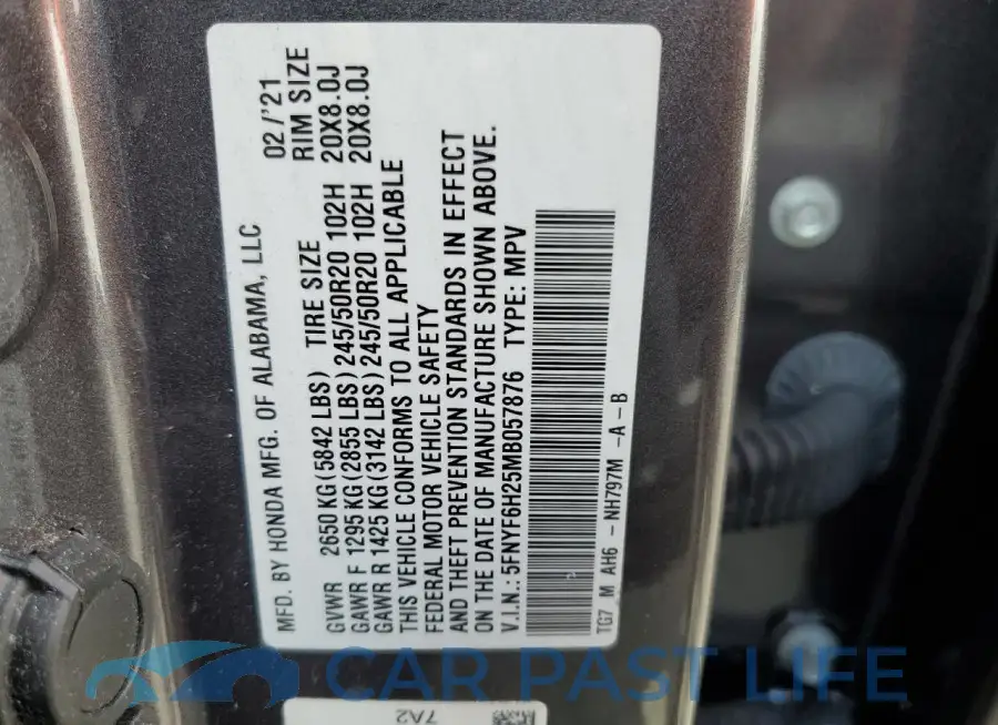 5FNYF6H25MB057876# 14