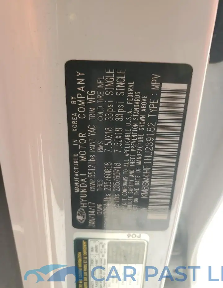 KM8SM4HF1HU239182# 13