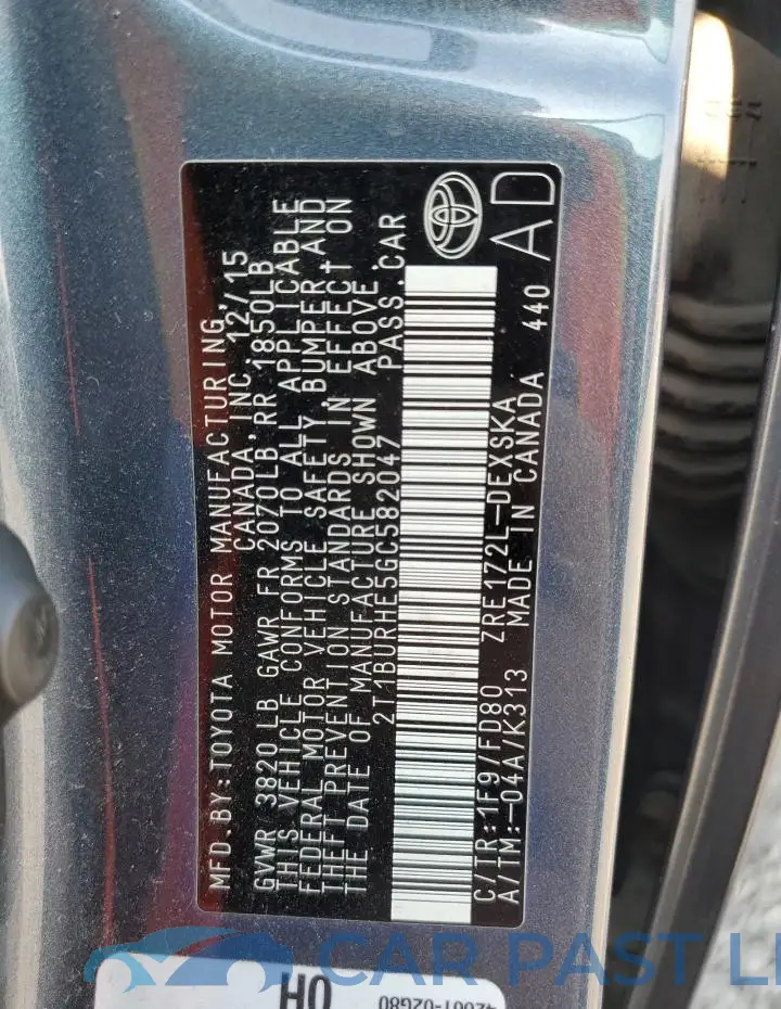 2T1BURHE5GC582047# 12