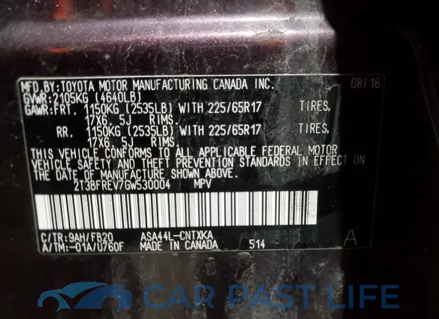 2T3BFREV7GW530004# 14