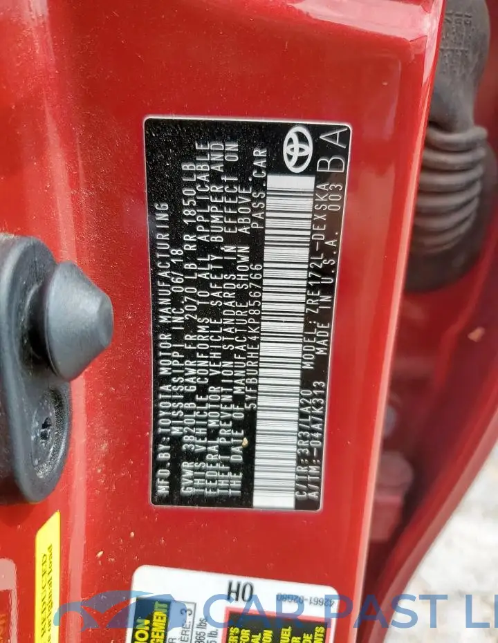 5YFBURHE4KP856766# 12