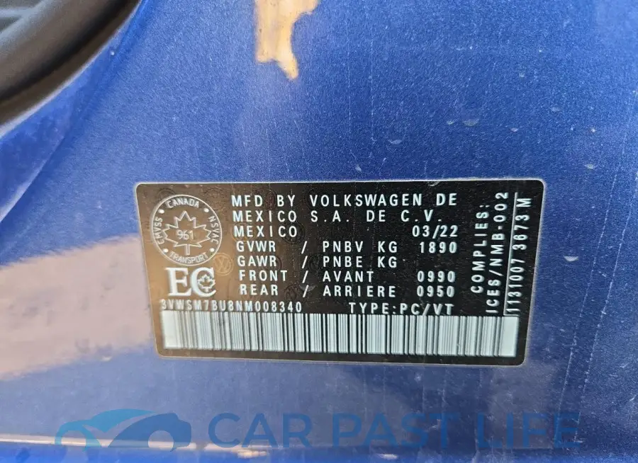 3VWSM7BU8NM008340# 12