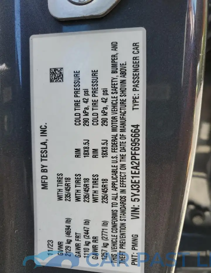 5YJ3E1EA2PF695664# 13