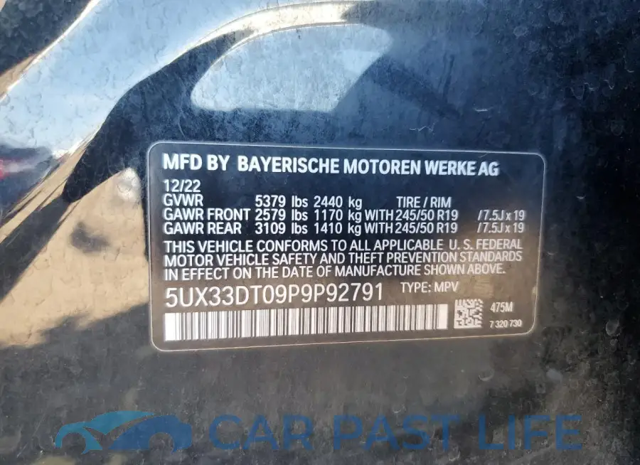 5UX33DT09P9P92791# 13