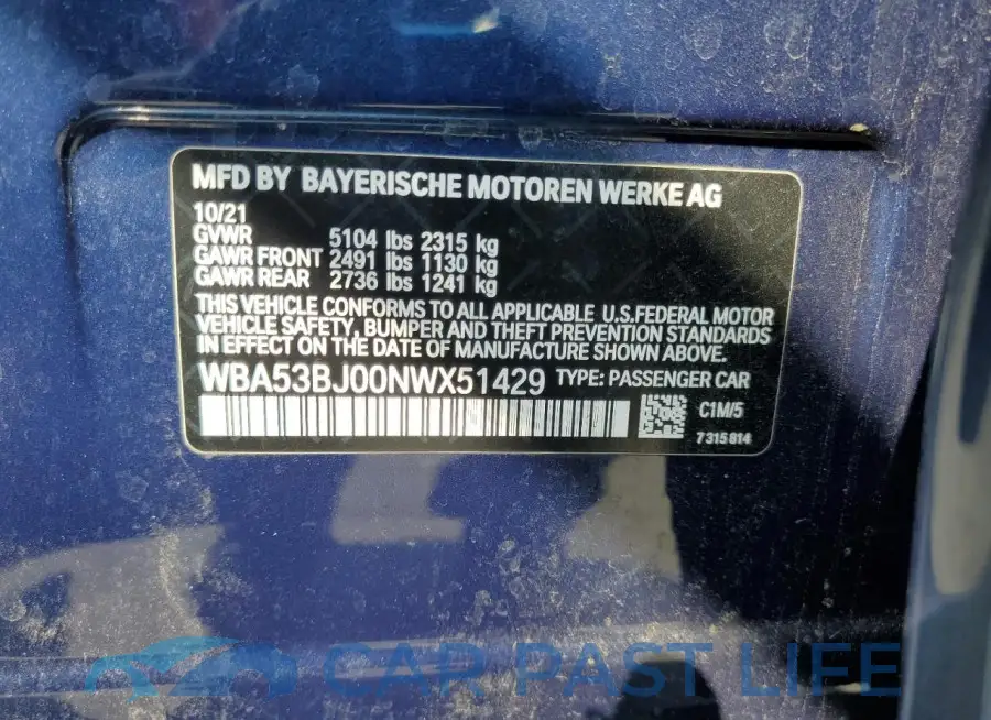 WBA53BJ00NWX51429# 12
