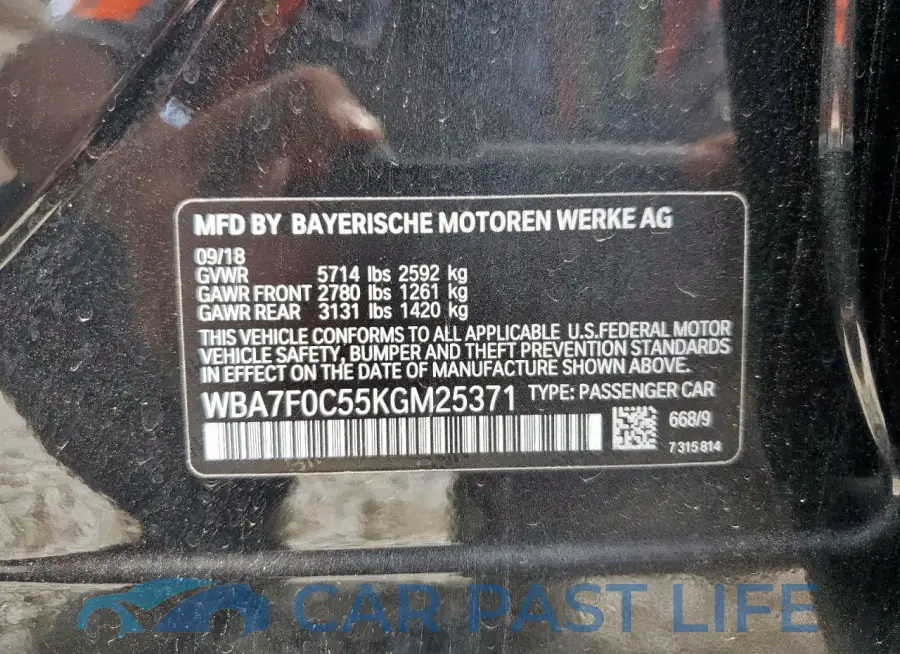 WBA7F0C55KGM25371# 12