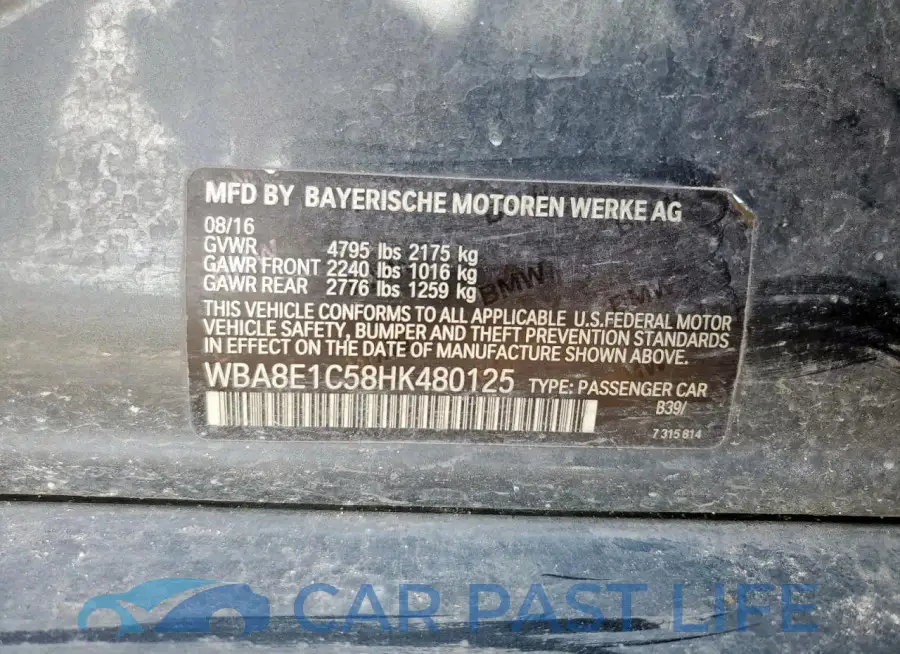 WBA8E1C58HK480125# 12