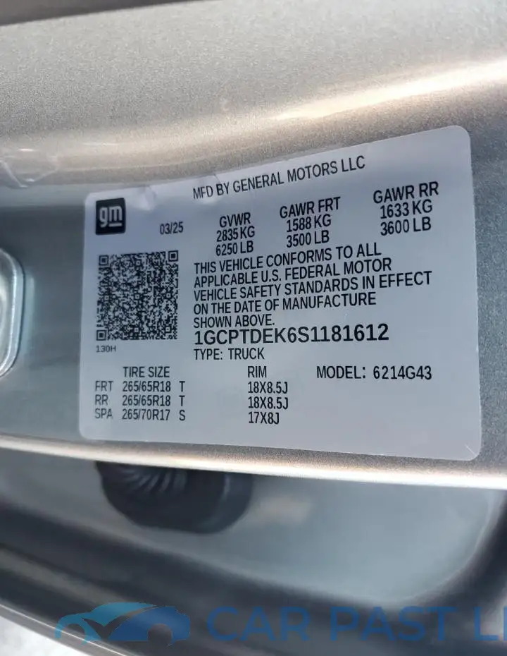 1GCPTDEK6S1181612# 12