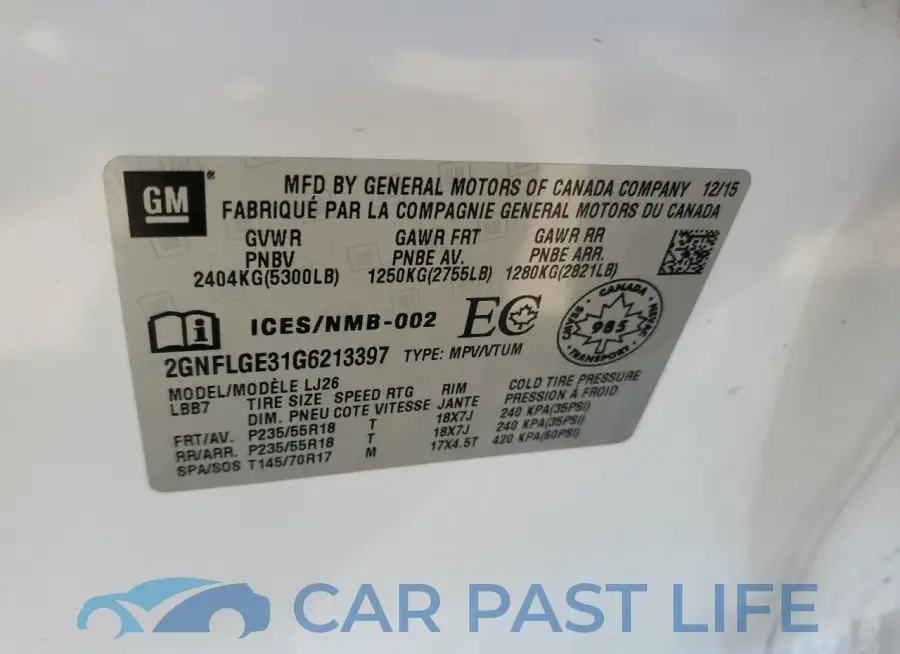 2GNFLGE31G6213397# 14