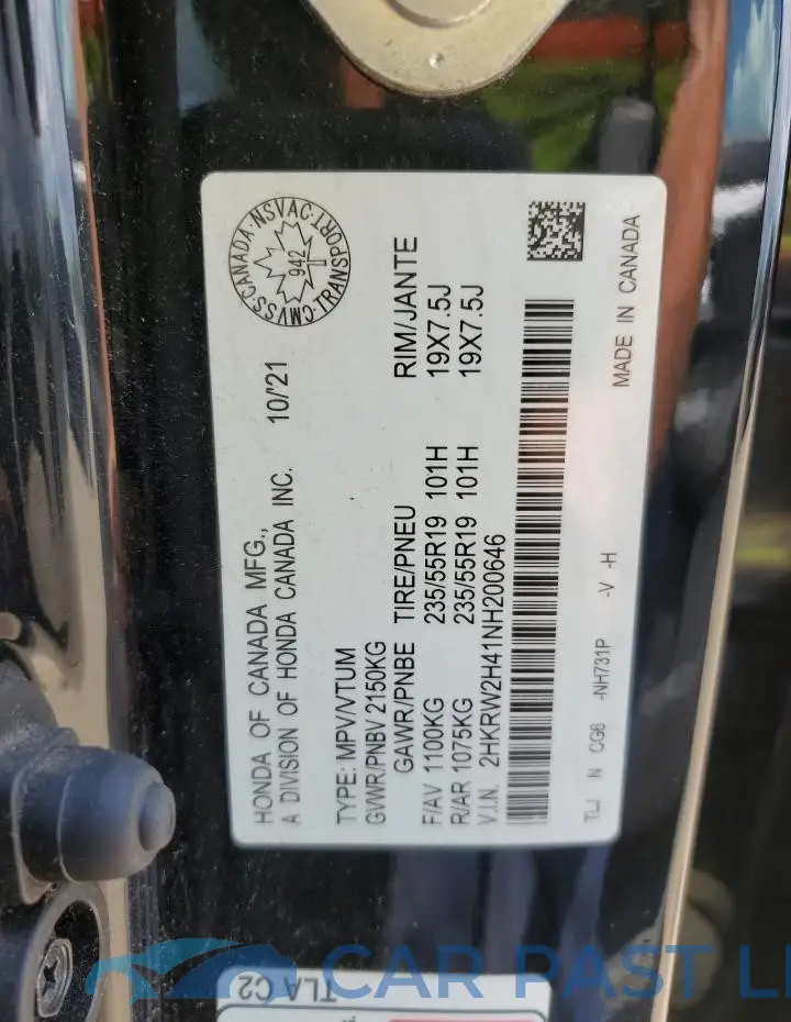 2HKRW2H41NH200646# 13