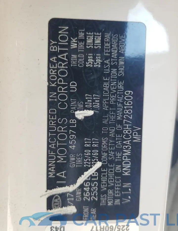 KNDPM3AC8H7281609# 13
