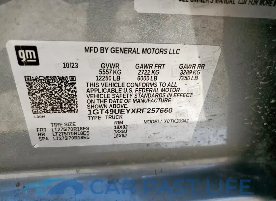 1GT49UEYXRF257660# 12