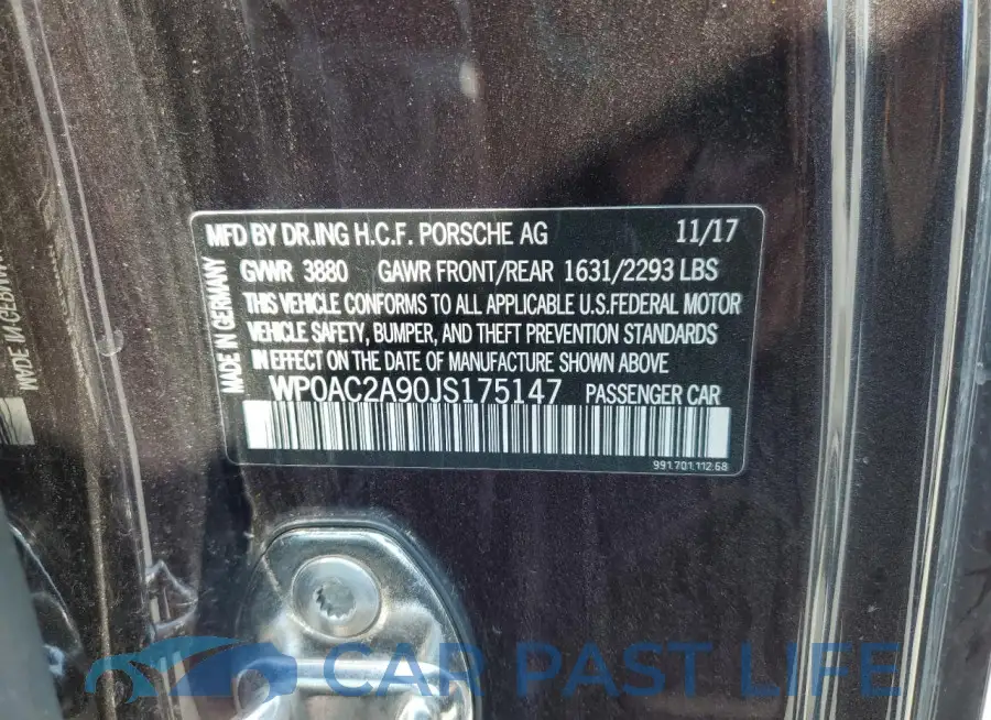 WP0AC2A90JS175147# 13