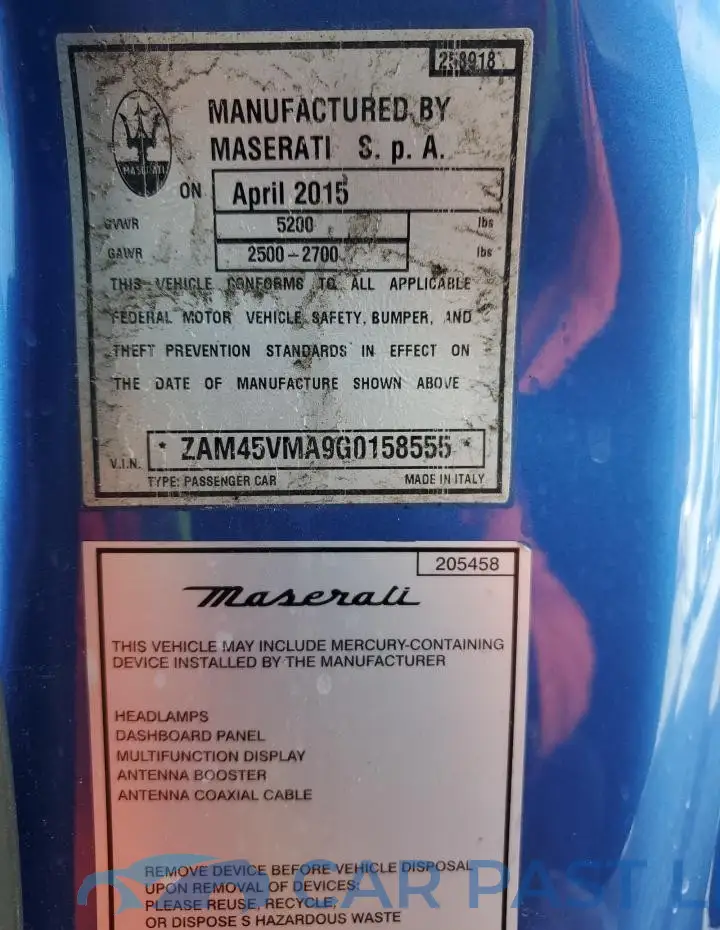 ZAM45VMA9G0158555# 13