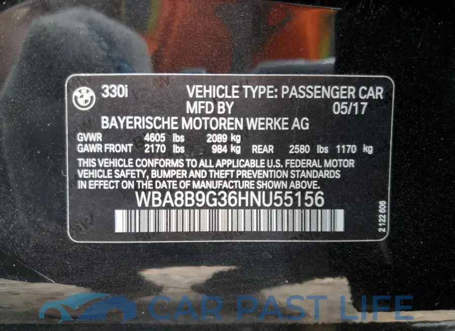 WBA8B9G36HNU55156# 12