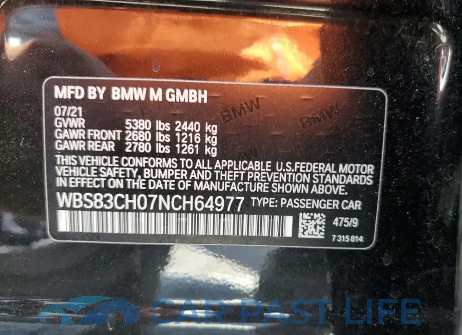 WBS83CH07NCH64977# 12
