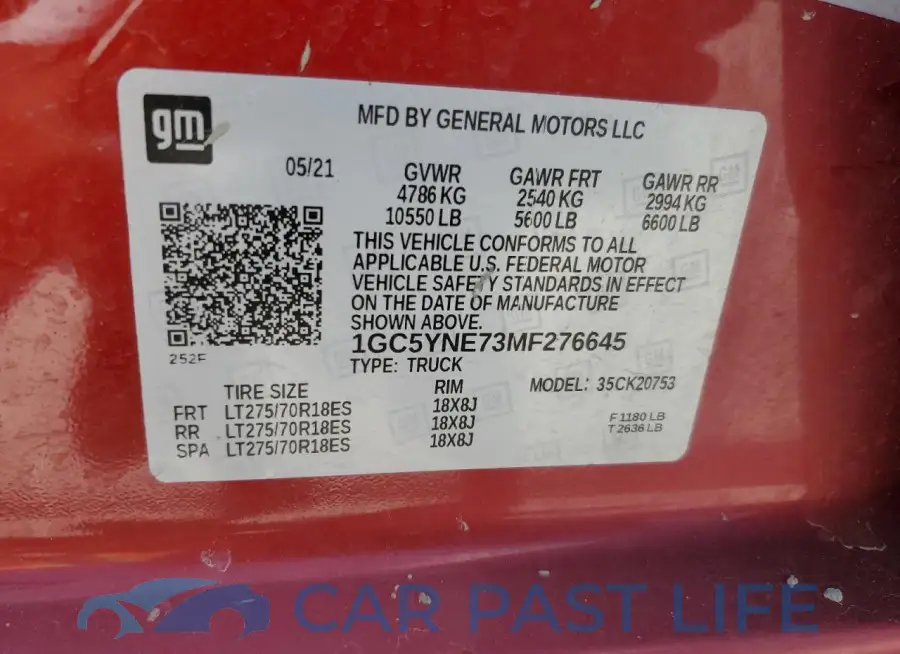 1GC5YNE73MF276645# 12