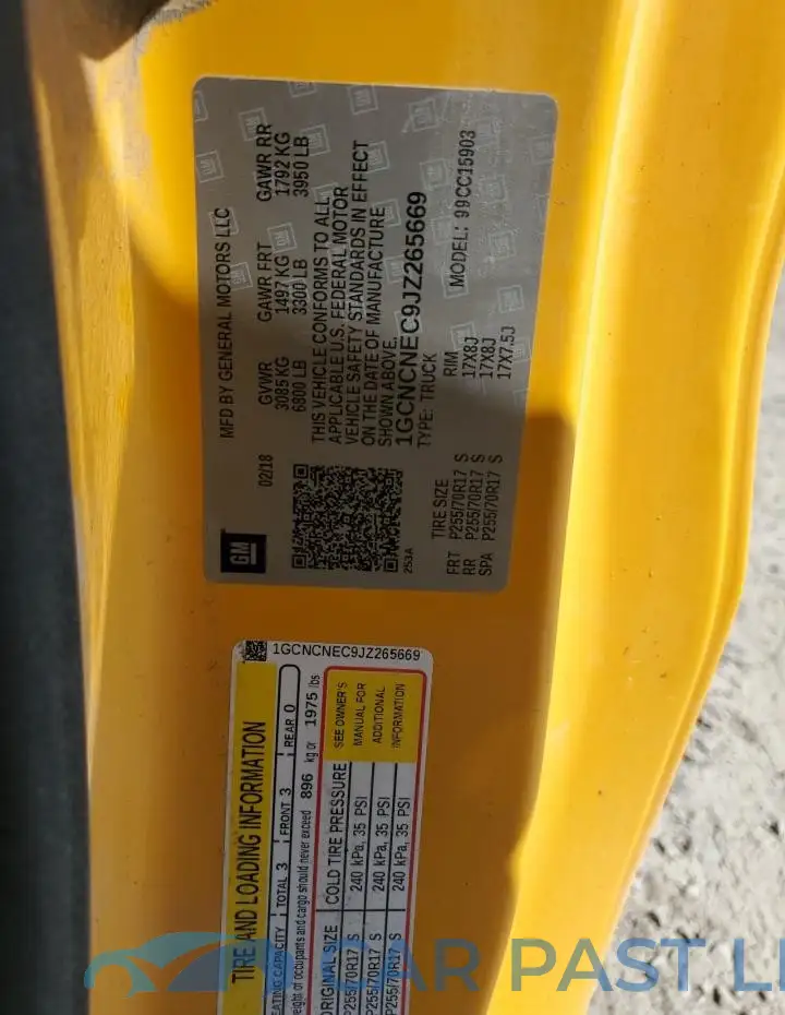 1GCNCNEC9JZ265669# 12