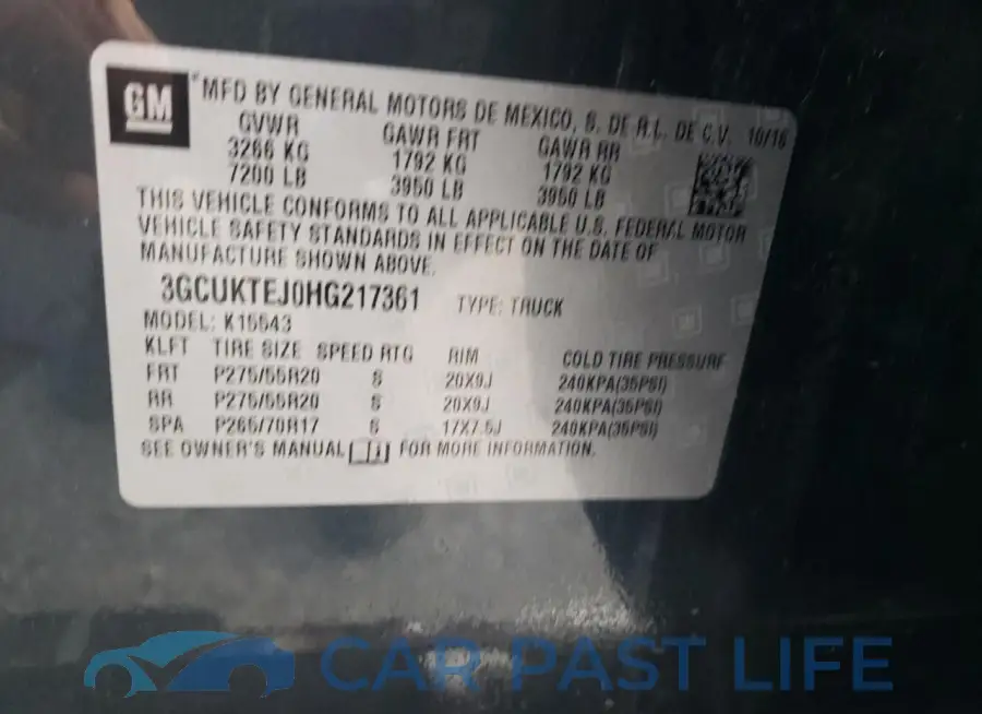 3GCUKTEJ0HG217361# 12
