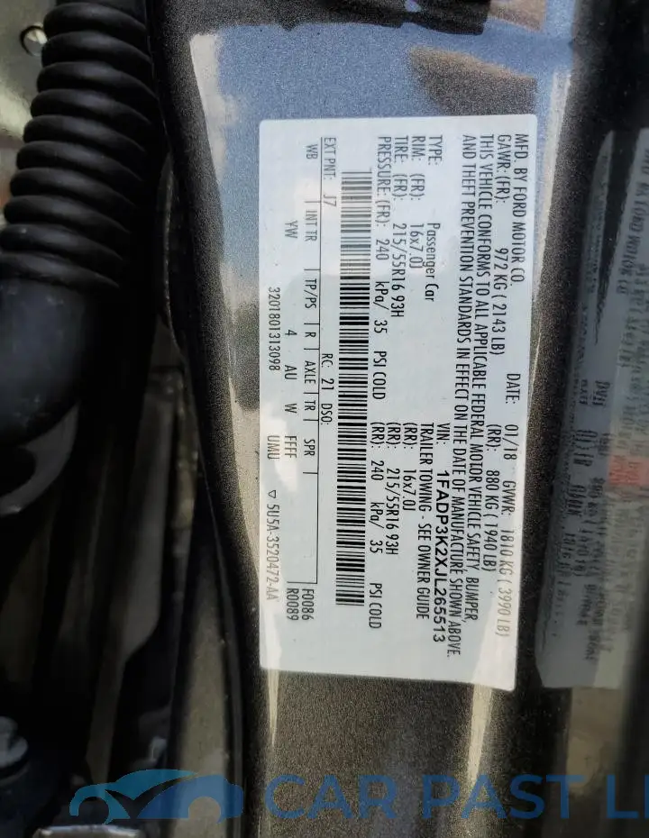 1FADP3K2XJL265513# 12