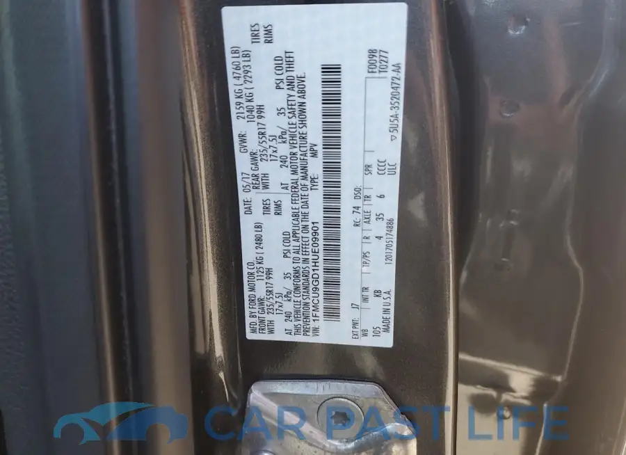 1FMCU9GD1HUE09901# 12