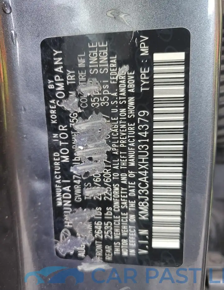 KM8J3CA4XHU314379# 13