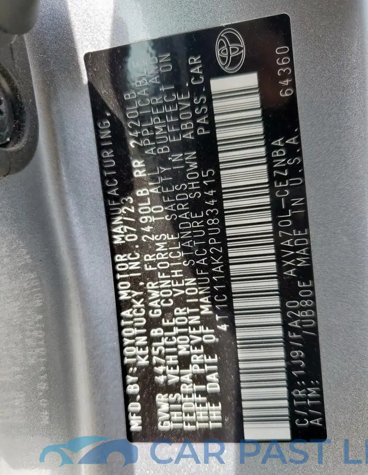 4T1C11AK2PU834415# 12
