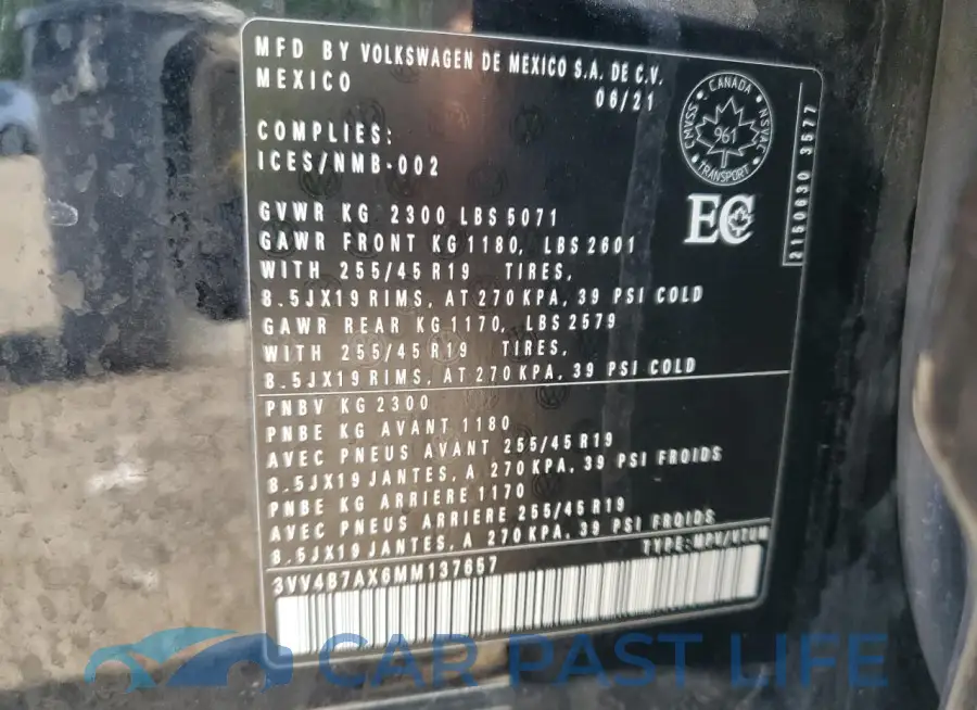 3VV4B7AX6MM137657# 13