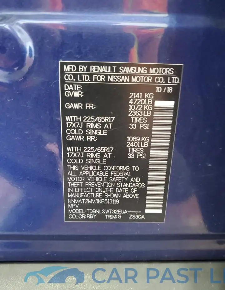 KNMAT2MV3KP513119# 13