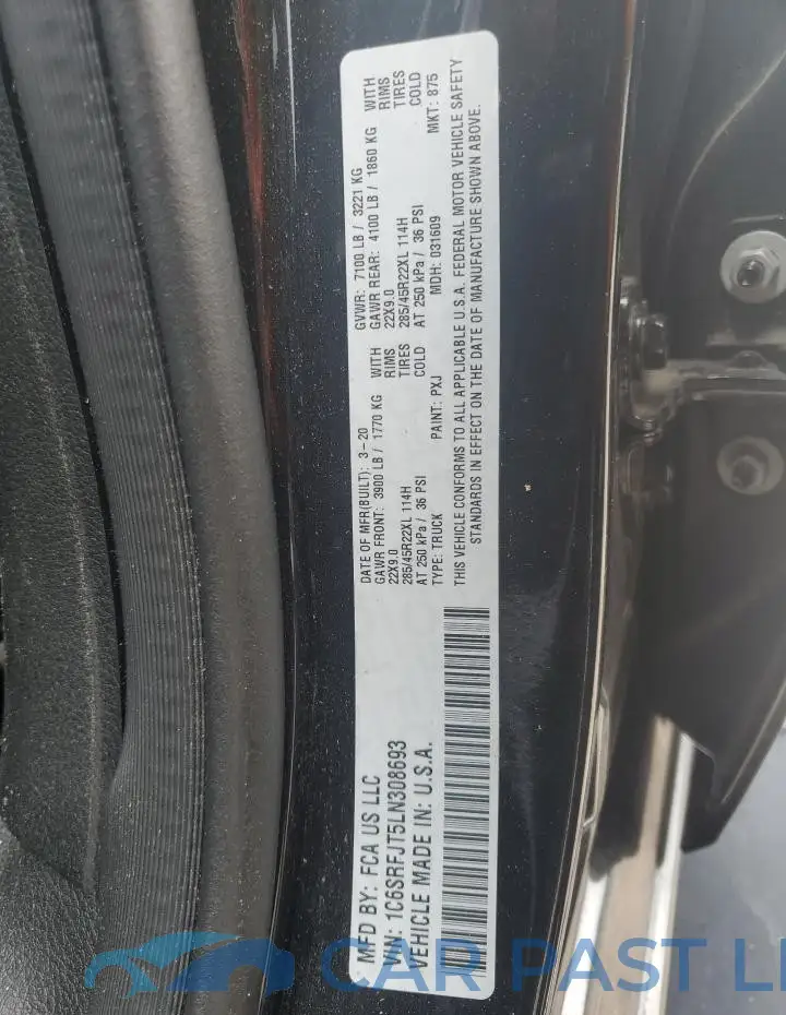 1C6SRFJT5LN308693# 12